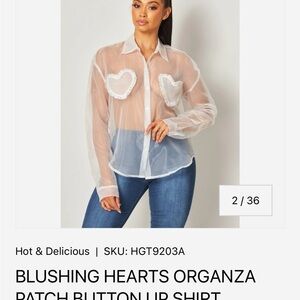 Hot & Delicious Sheer Blush Heart Button-Up Shirt